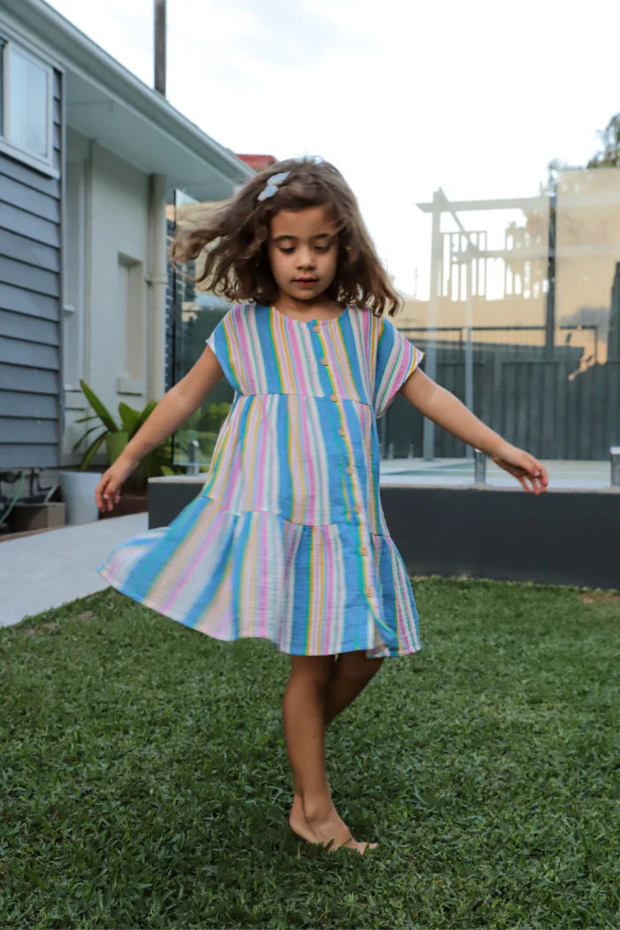 Milky Crinkle Stripe Dress