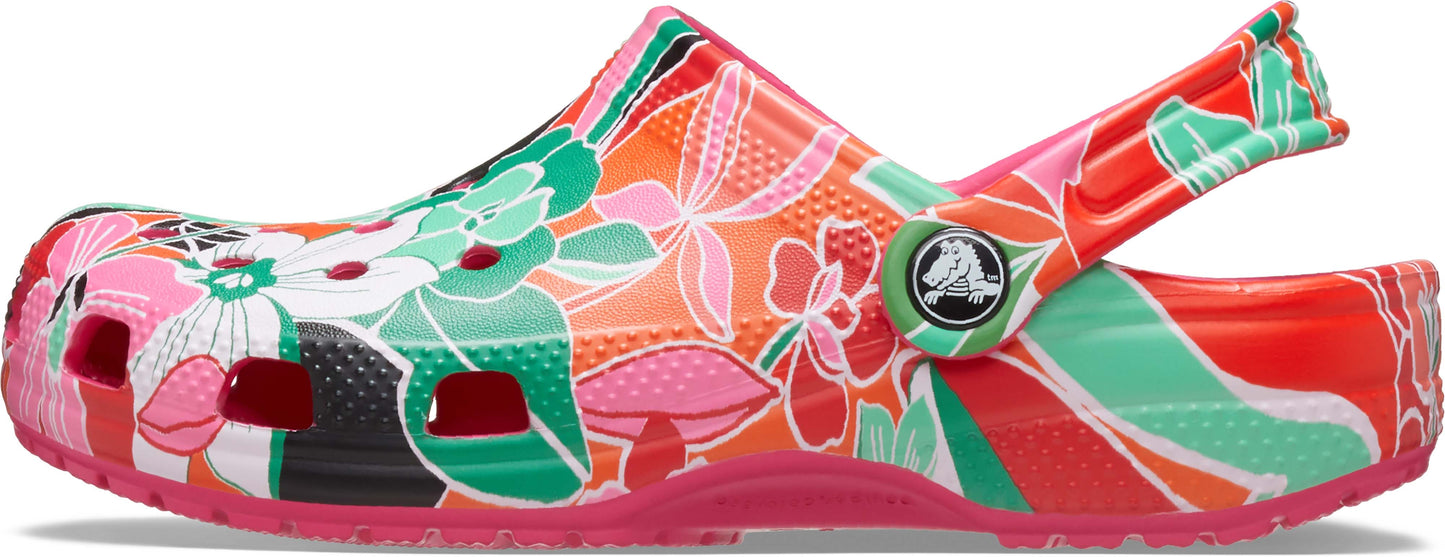 Crocs Classic Woodcut Floral Clog Kids Dragon Fruit