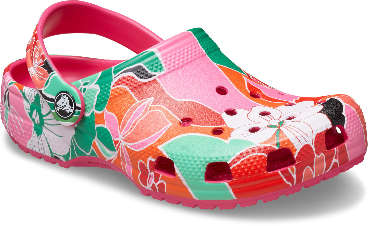 Crocs Classic Woodcut Floral Clog Kids Dragon Fruit