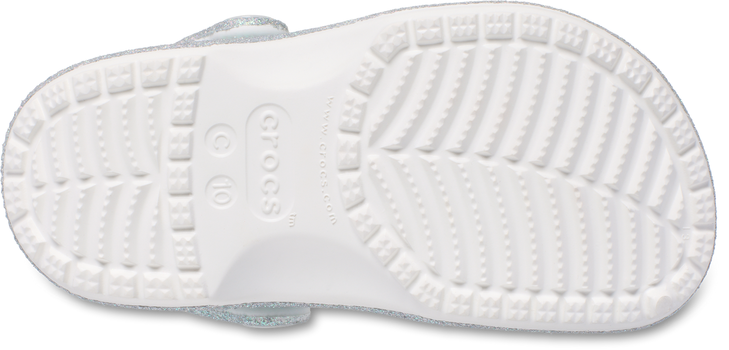 Crocs Classic Iridescent Glitter Clog Kids White