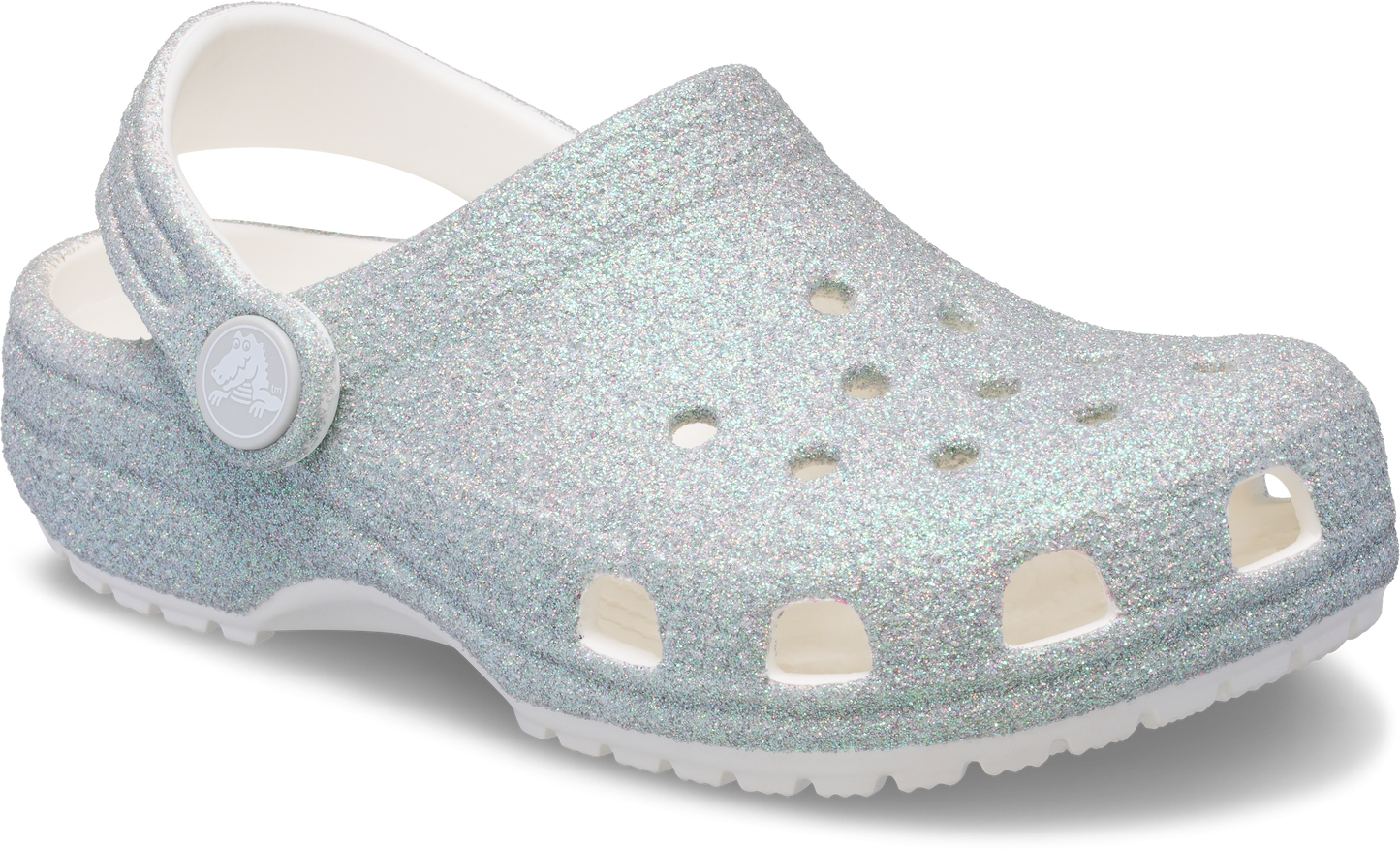 Crocs Classic Iridescent Glitter Clog Kids White