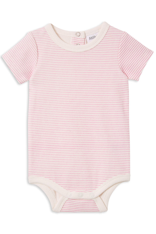 Milky Baby Pink Stripe Rib Bubbysuit