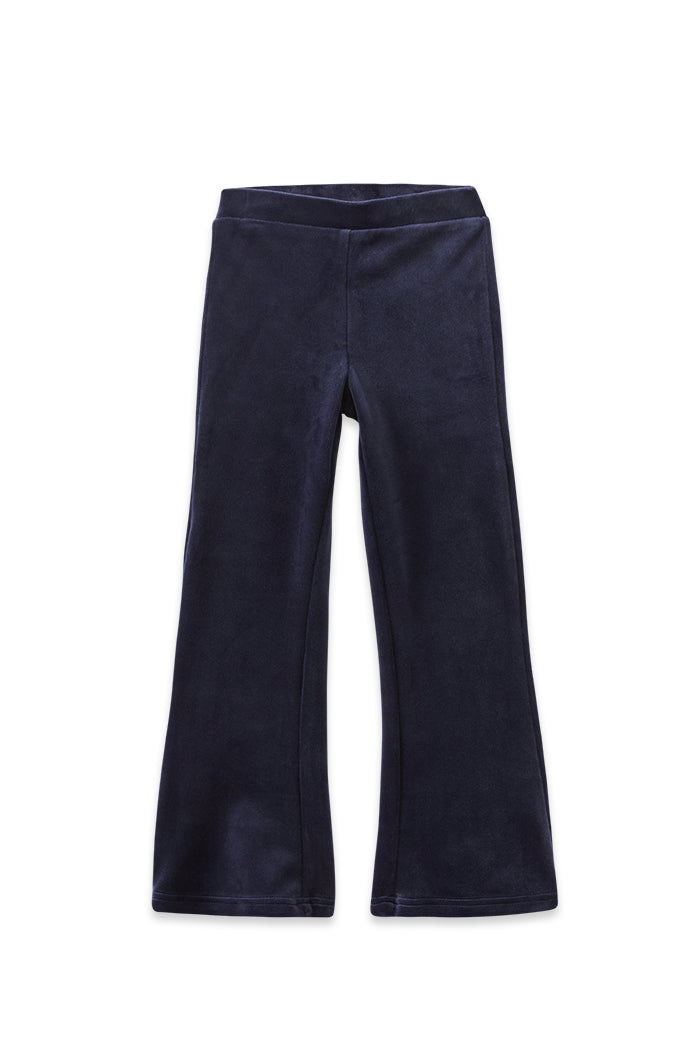 Milky Navy Velour Flares