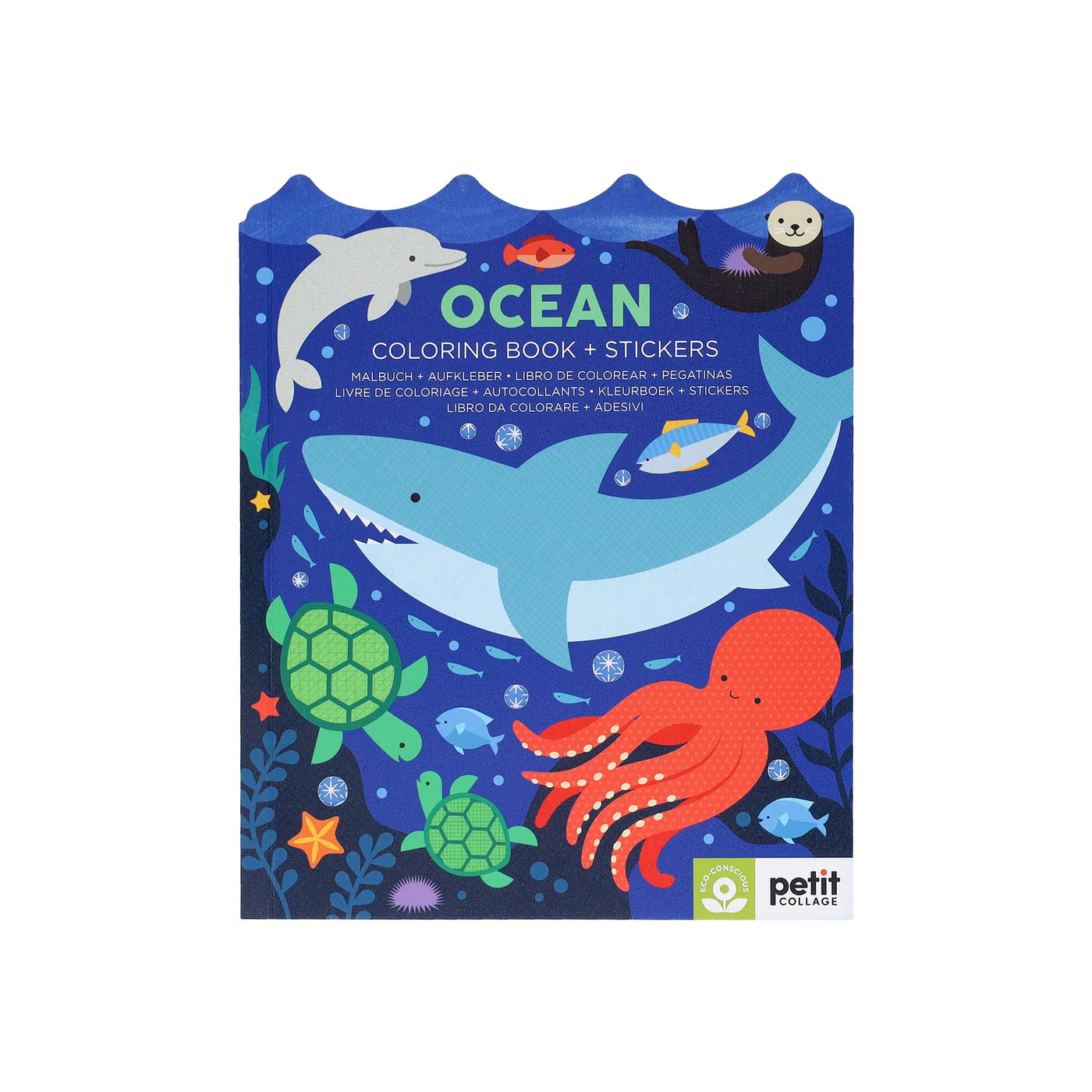 Le Petit Collage Colouring Book with Stickers Ocean