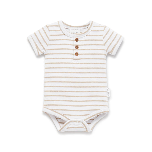 Aster & Oak Stripe Rib Henley Onesie