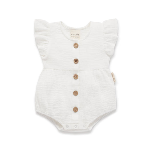 Aster and Oak White Muslin Bubble Romper