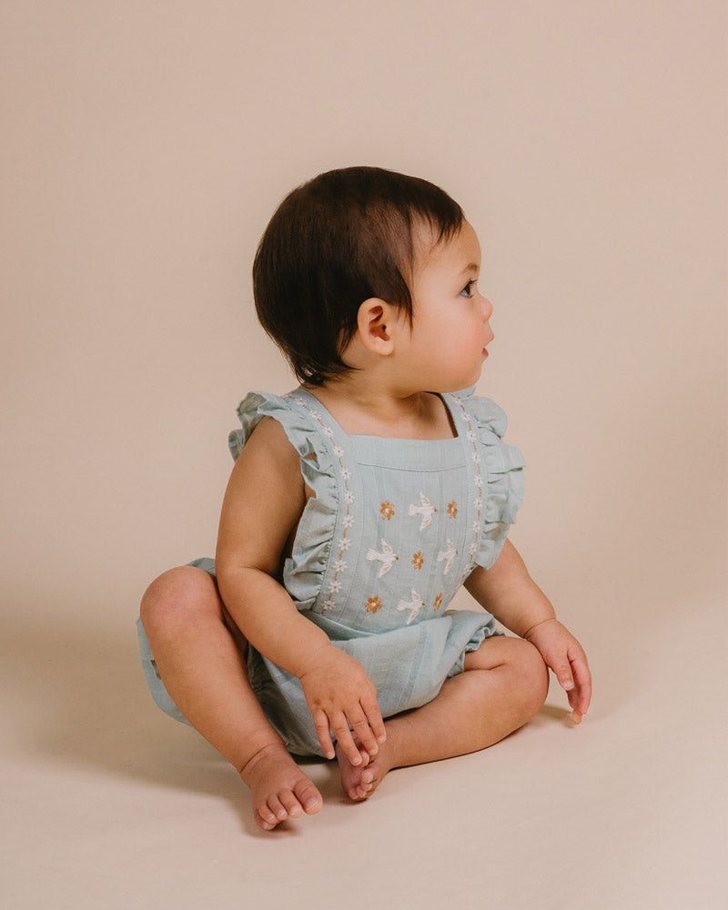 Minihaha Sweet Spot Embroidered Overall Sage