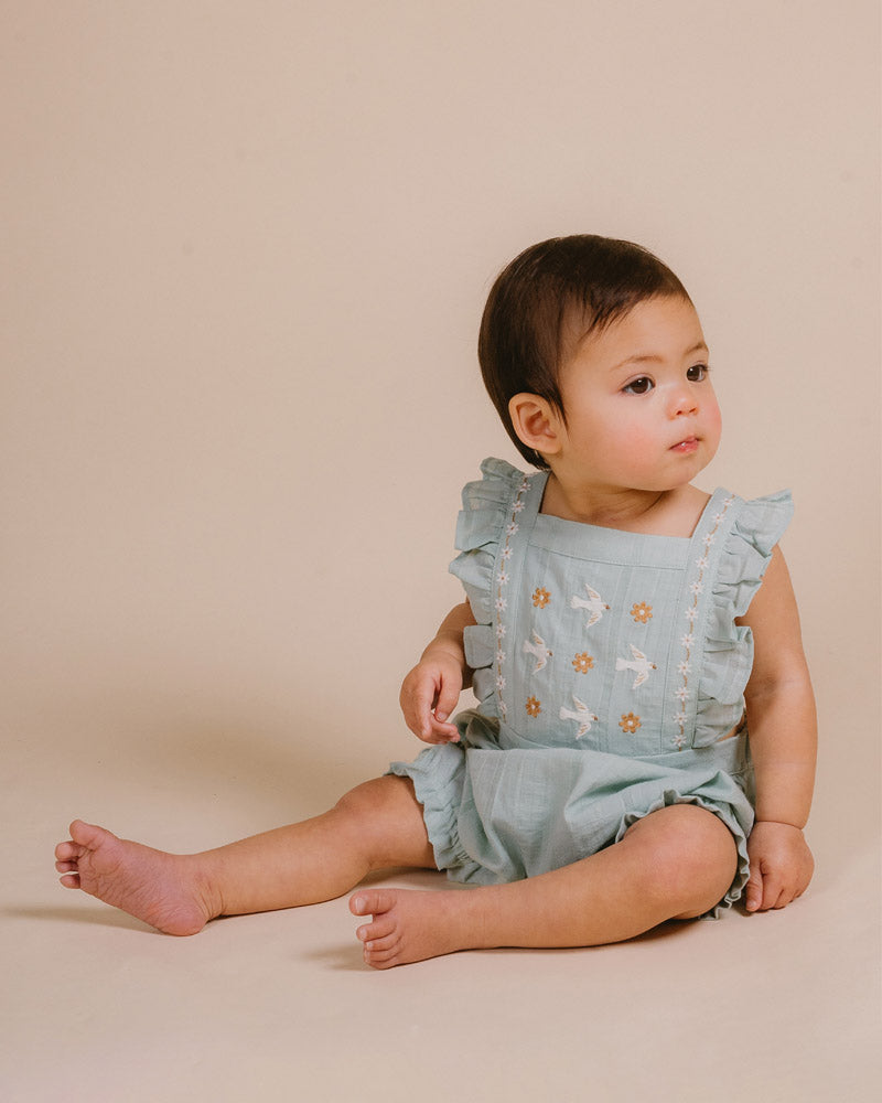 Minihaha Sweet Spot Embroidered Overall Sage