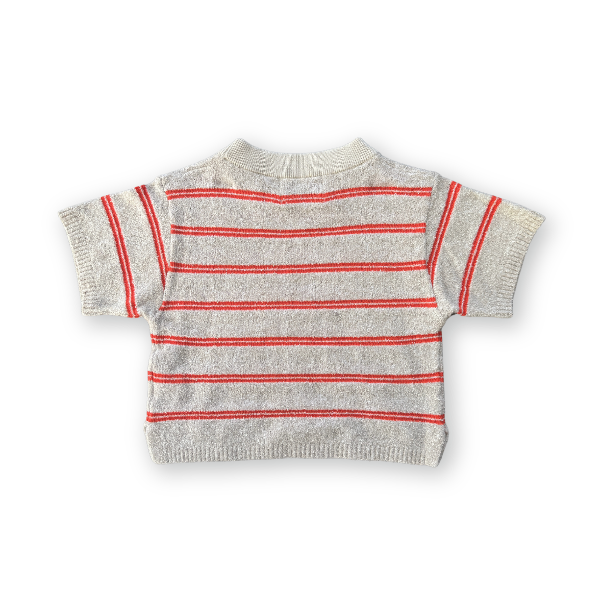 Grown Knitted Terry Striped Tee Dune/Rosso