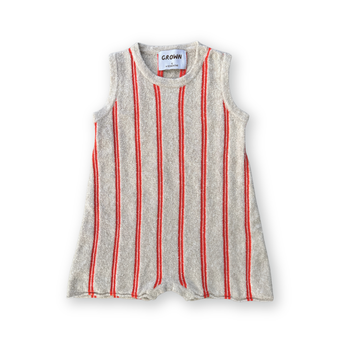 Grown Knitted Terry Striped Romper Dune/Rosso