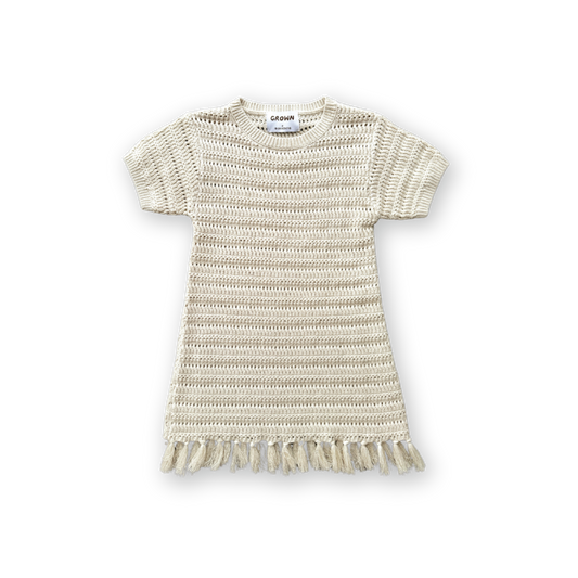 Grown Knitted Tassel Dress Dune