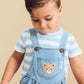 Huxbaby Knit Denim Short Overalls