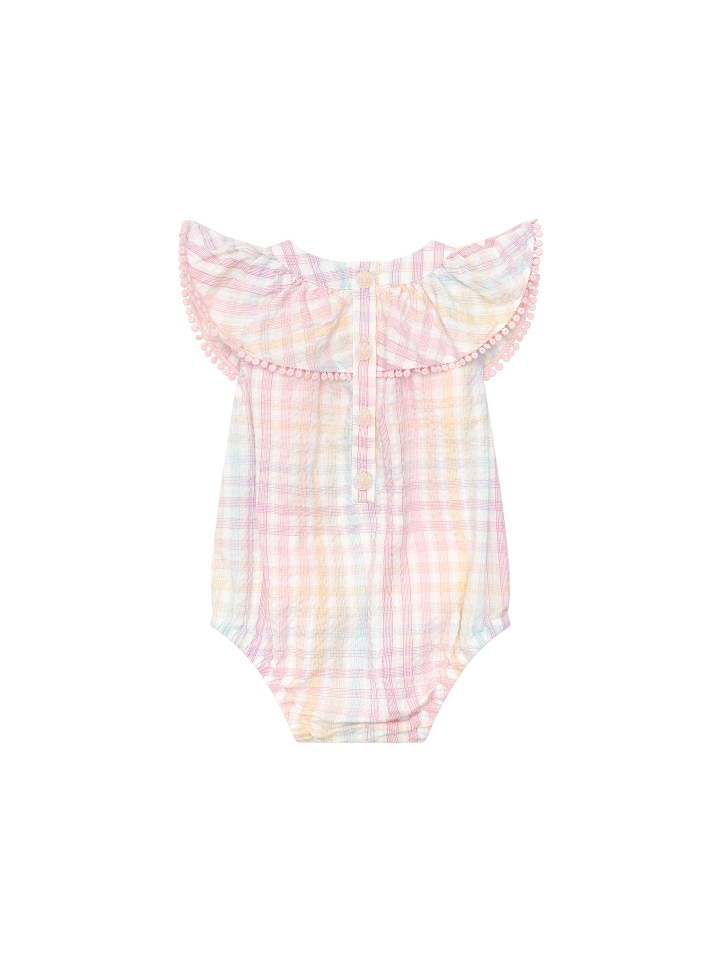 Huxbaby Rainbow Check Frill Onesie Rainbow Check