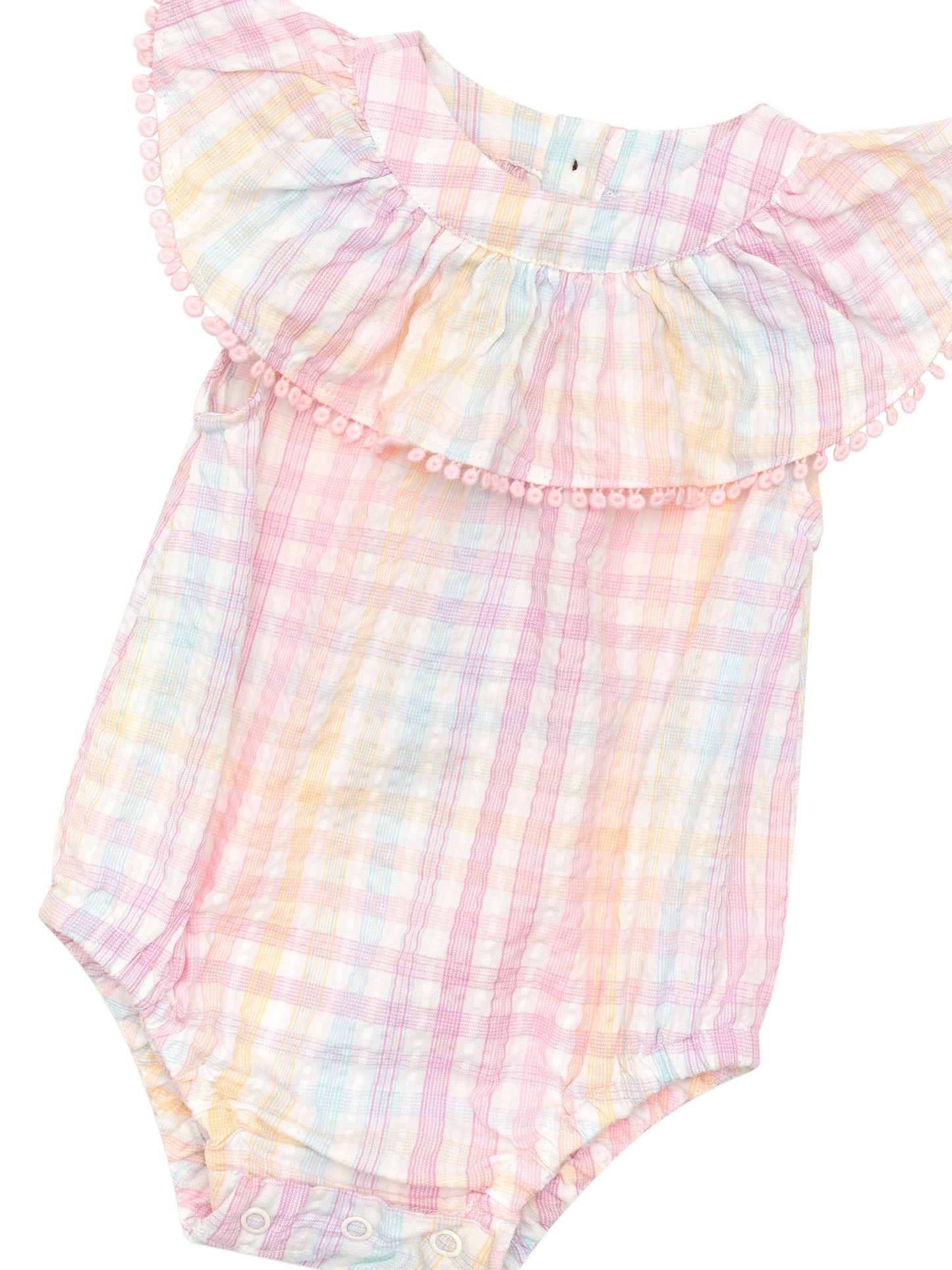 Huxbaby Rainbow Check Frill Onesie Rainbow Check