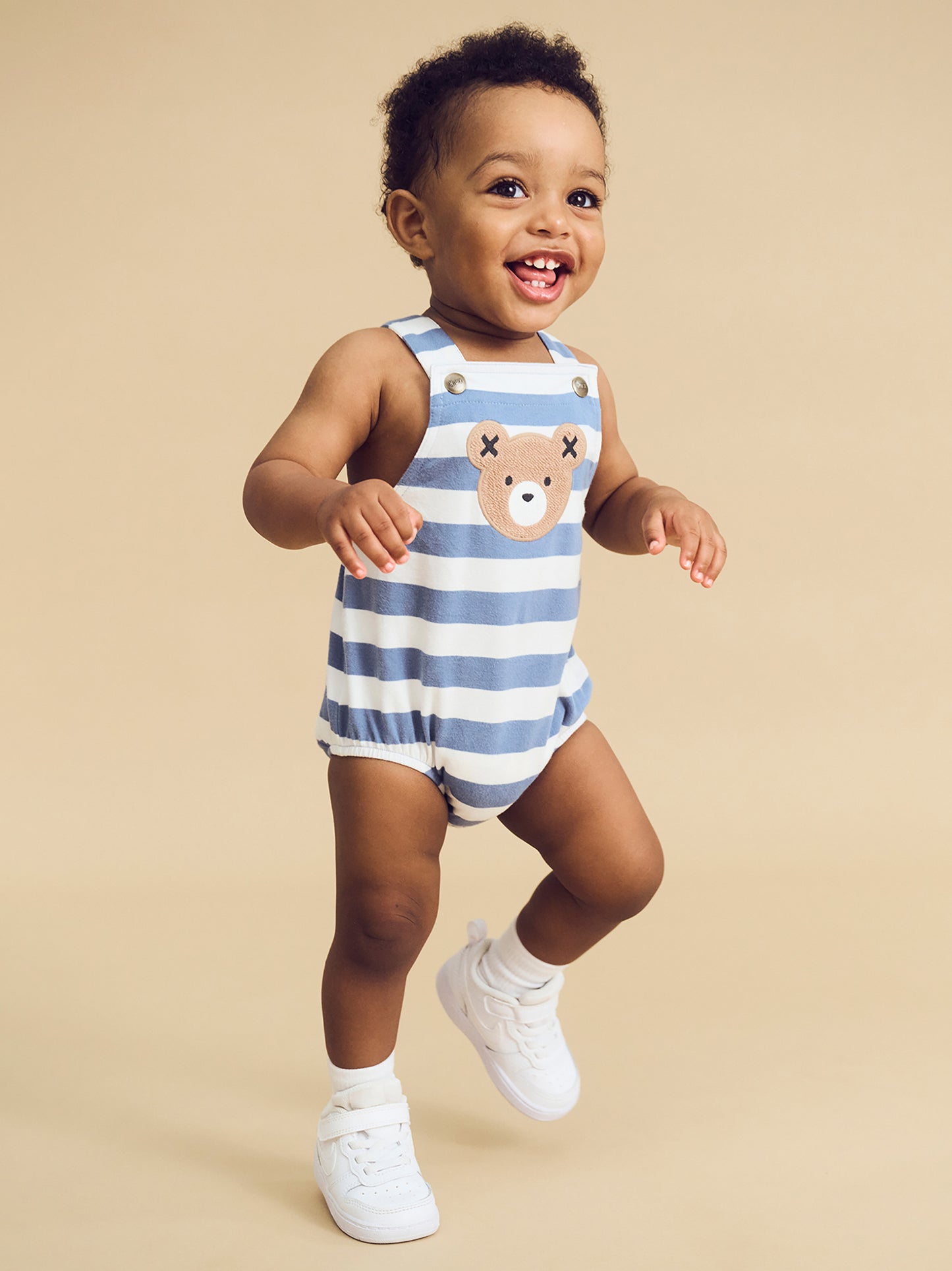 Huxbaby Huxbear Stripe Onesie Cornflower Ecru