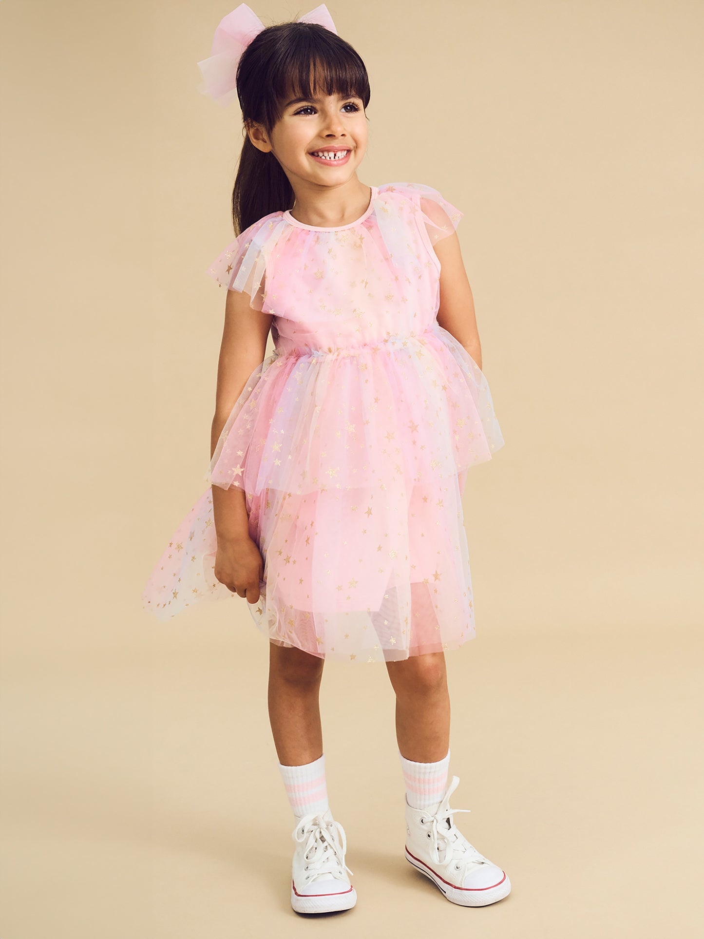 Huxbaby Starry Rainbow Frill Tulle Dress