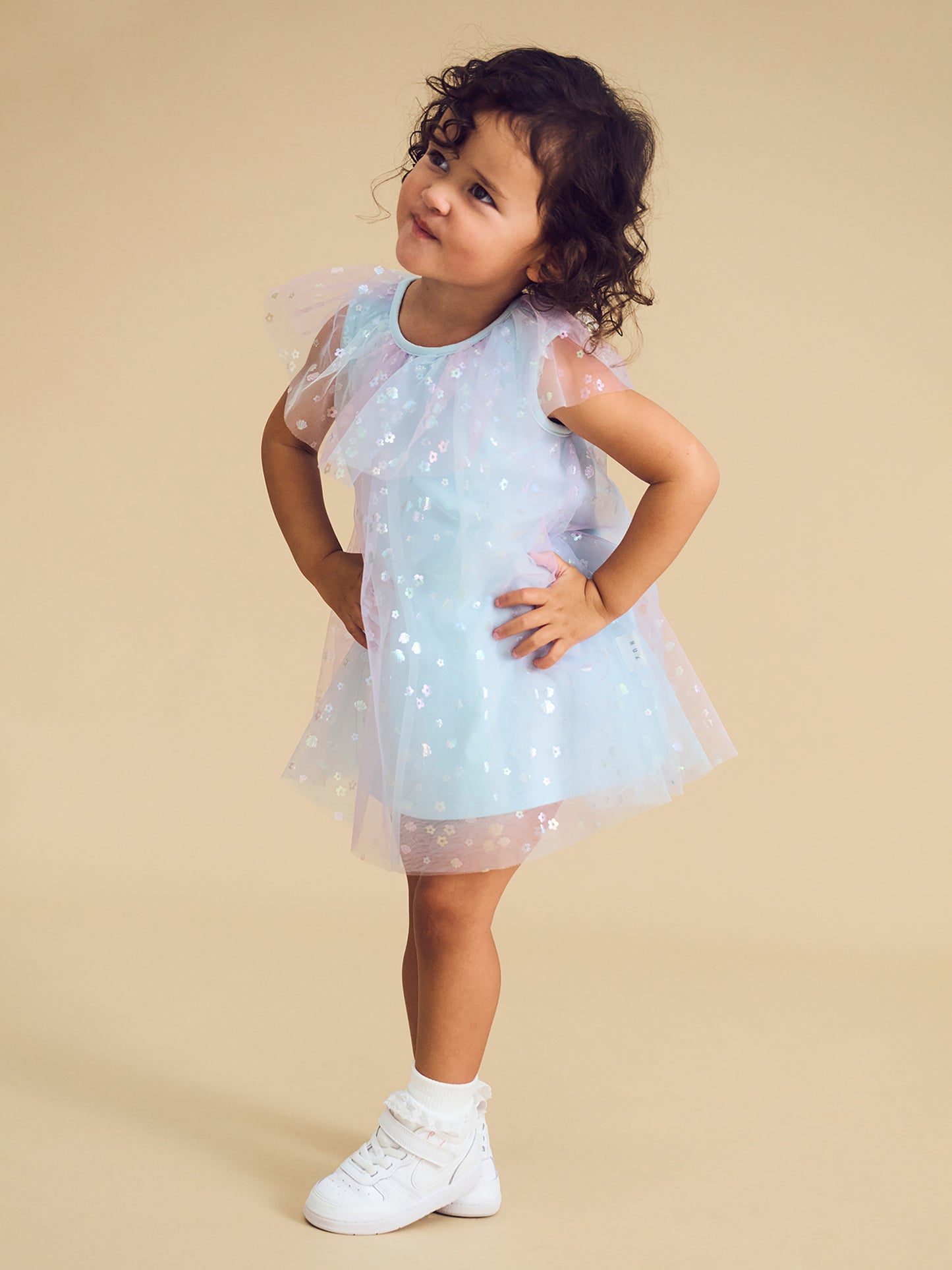 Huxbaby Daisy Seashell Tulle Flutter Dress Sea Rainbow