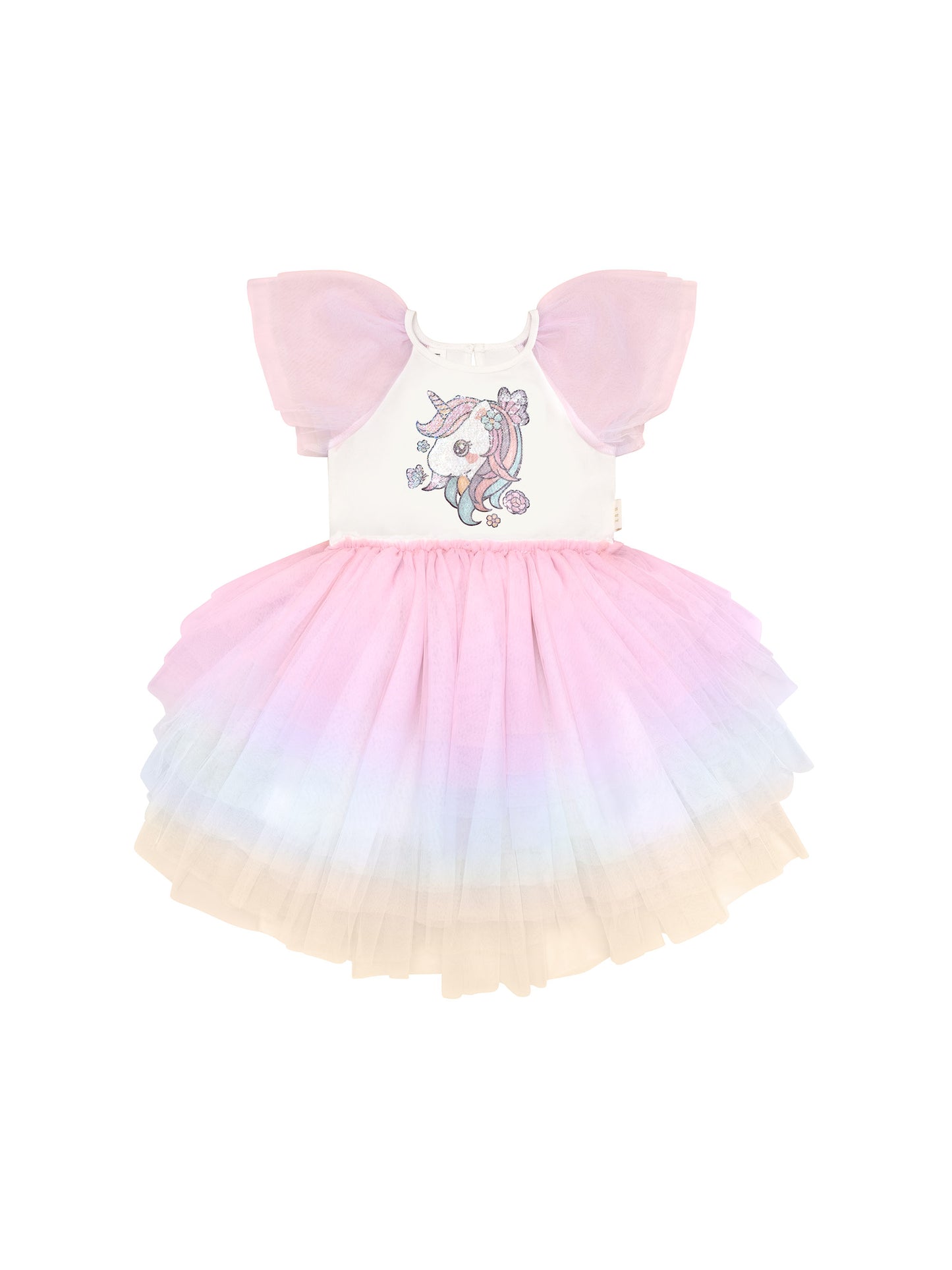 Huxbaby Unicorn Tiered Rainbow Party Dress Rainbow Almond Milk