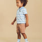 Huxbaby T-Rex Stripe Polo T-Shirt Marine Blue/Almond Milk