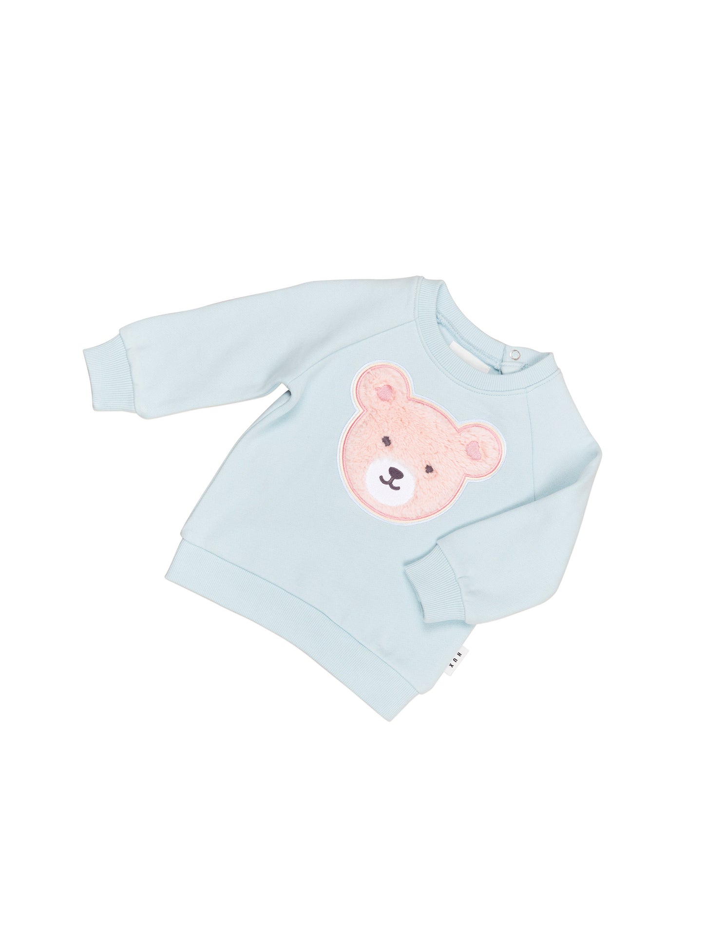 Huxbaby Furry Heart Bear Sweatshirt Blue Misty