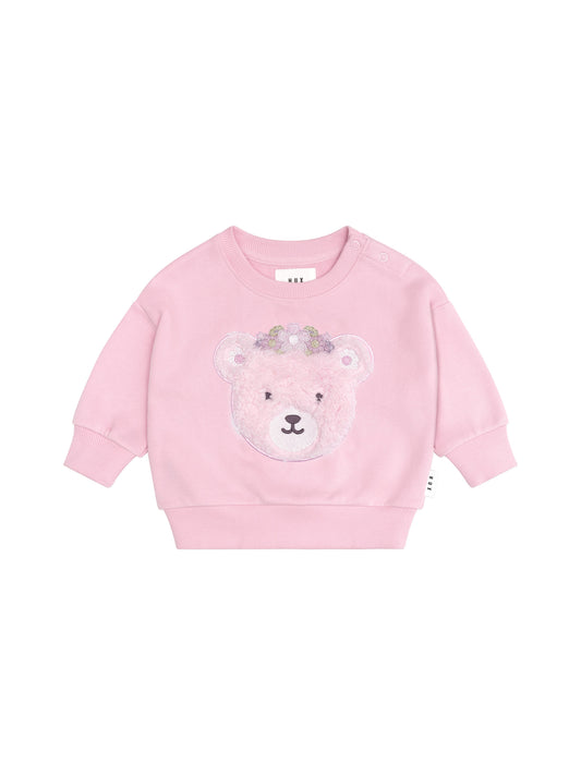 Huxbaby Daisy Furry Bear Sweatshirt Lilac Mist