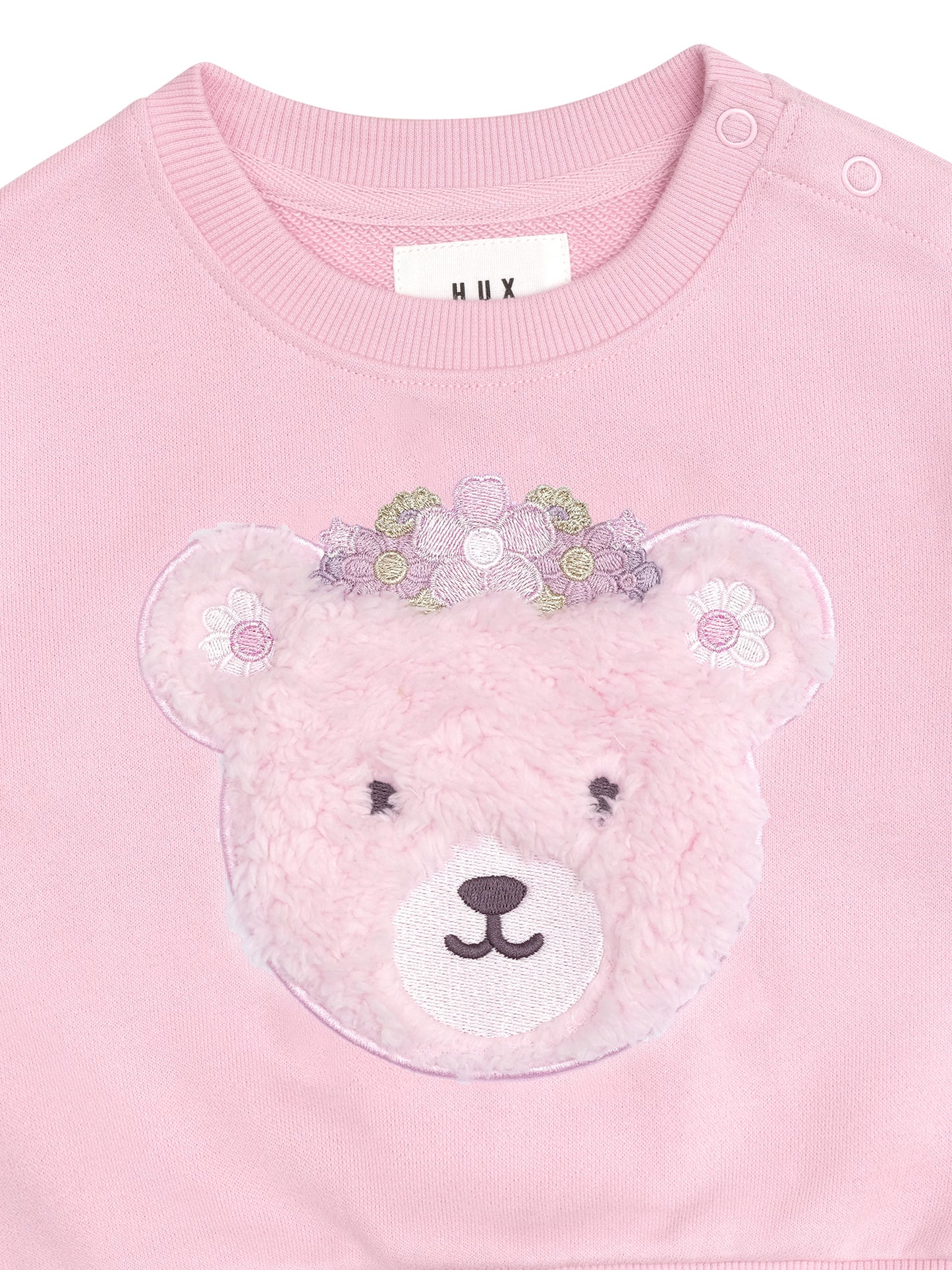 Huxbaby Daisy Furry Bear Sweatshirt Lilac Mist