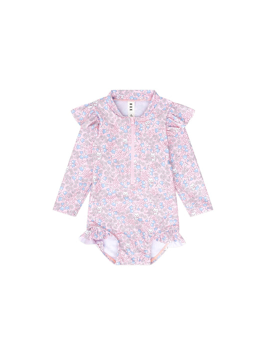 Huxbaby Bluebell Floral Zip Swimsuit Cherry Blossom