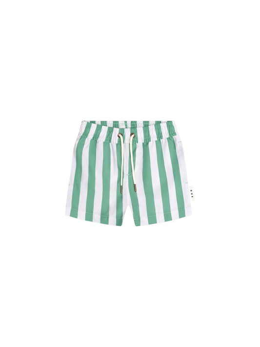 Huxbaby Cabana Stripe Swim Short Almond Milk Basil