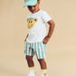 Huxbaby Cabana Stripe Swim Short Almond Milk Basil