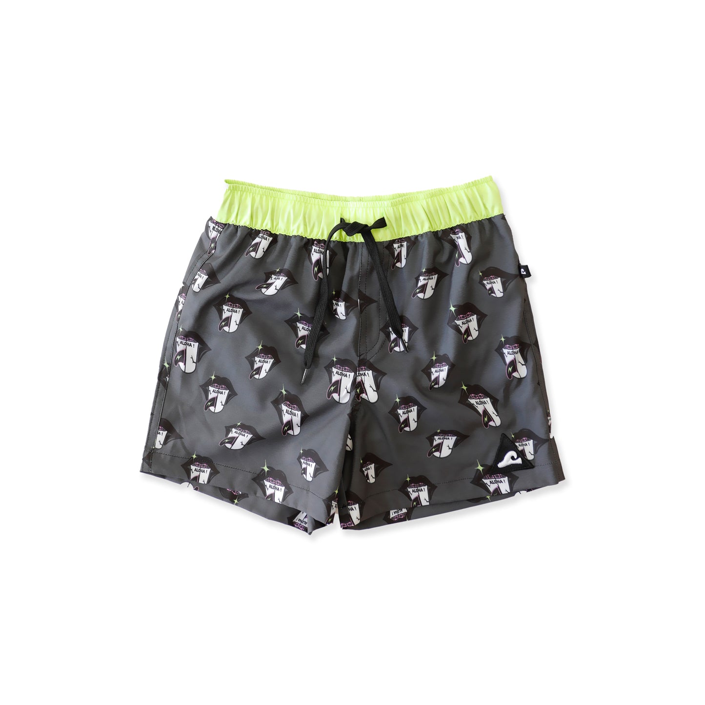 Hello Stranger Aloha Tongue Board Short Black Lime