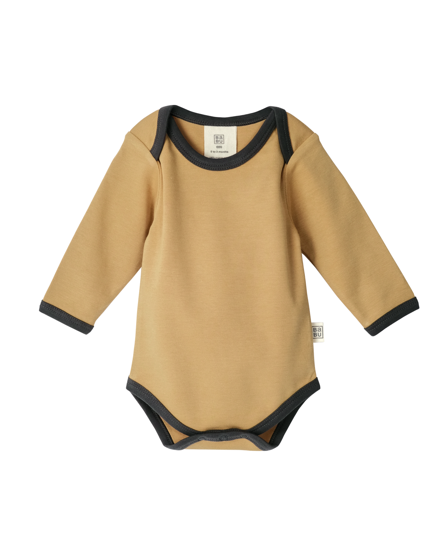 Babu Organic Cotton Long Sleeve Bodysuit Marigold Contrast