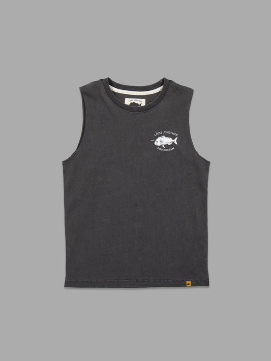 Just Another Fisherman Mini Snapper Logo Tank Aged Black