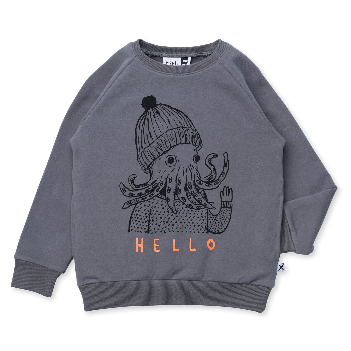 Minti Hello Octopus Furry Crew Dark Grey