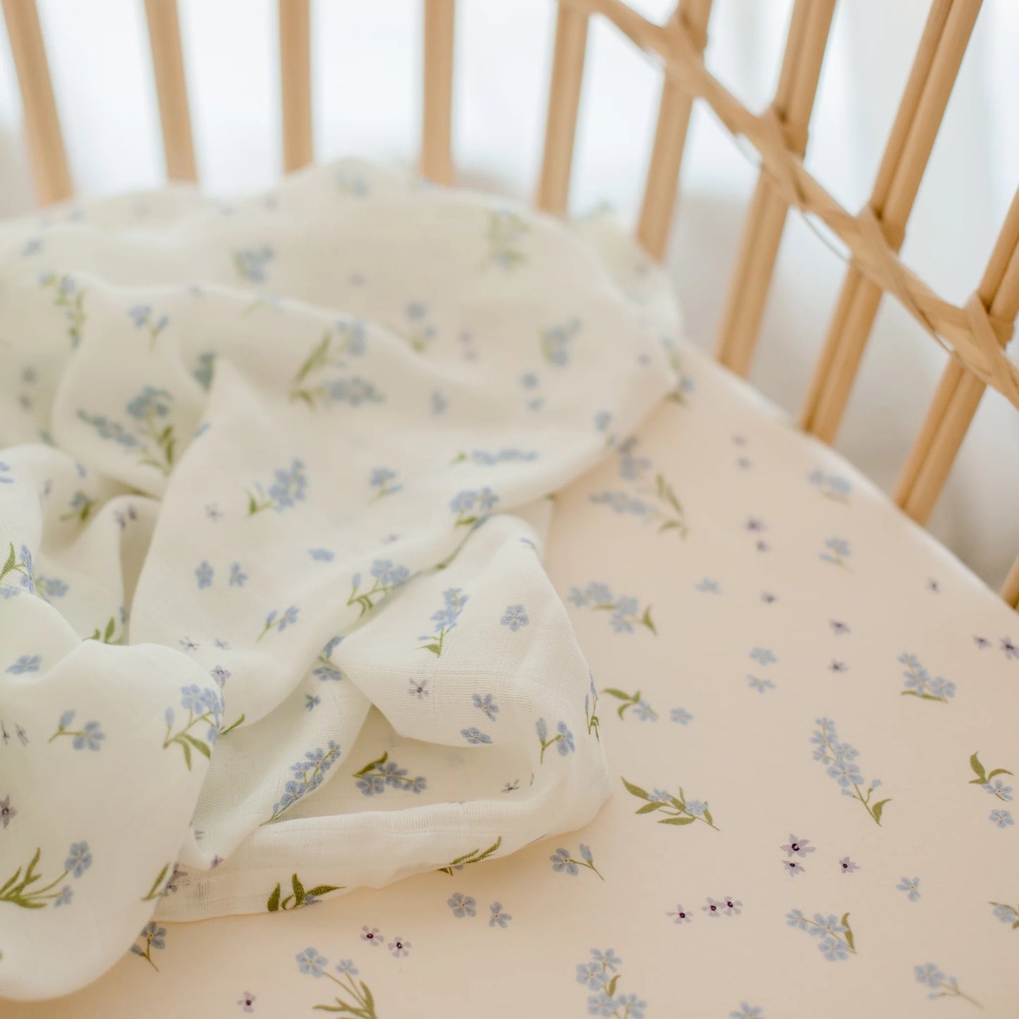 Fox & Fallow Forget-Me-Not Organic Fitted Bassinet Sheet