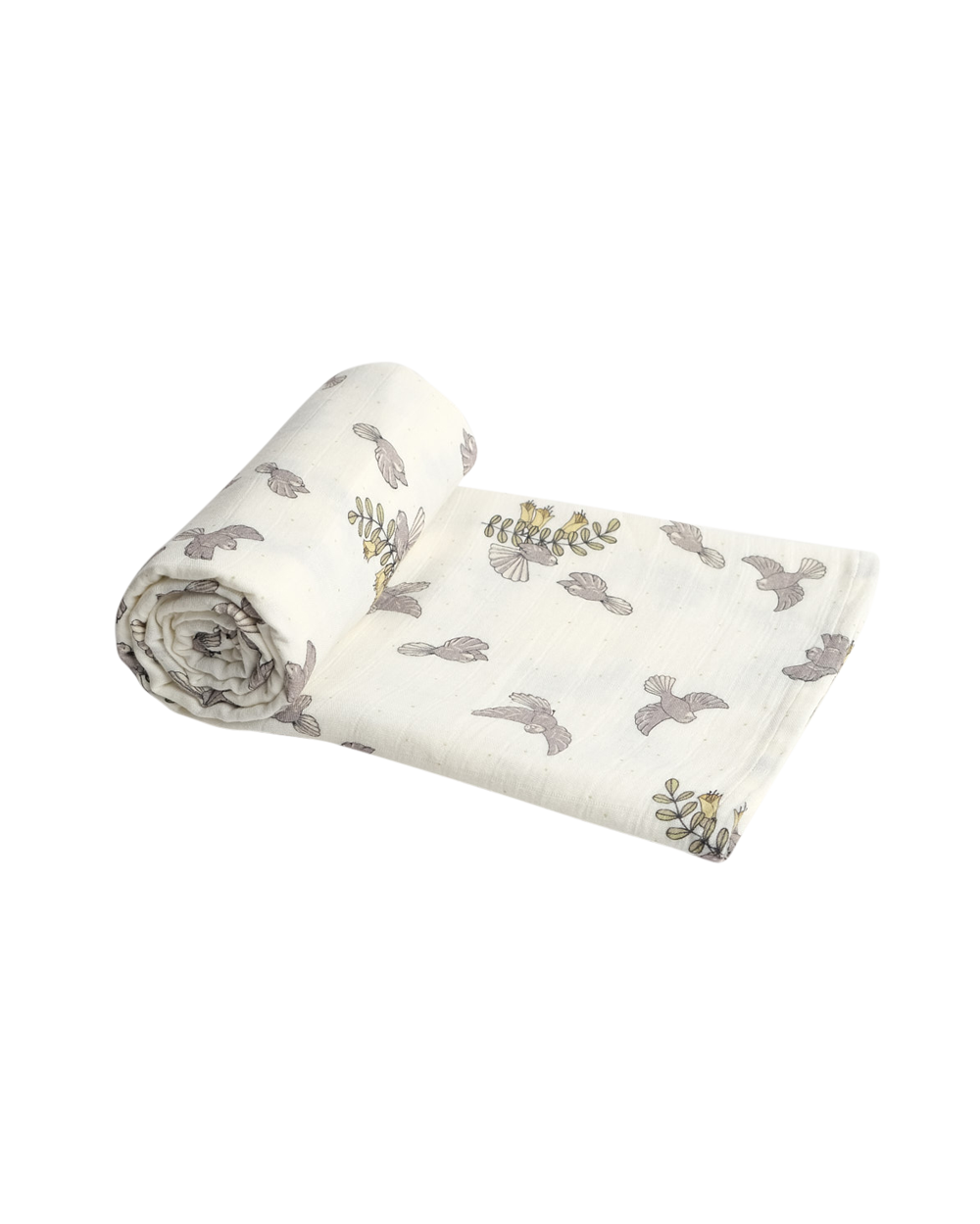 Babu Organic Muslin Swaddle Wrap NZ Forest Fantail