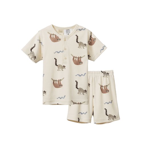 Nature Baby Short Sleeve Pyjama Set Sloth Snuggle Print