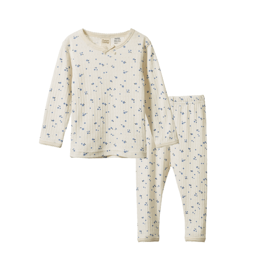 Nature Baby Long Sleeve Pyjama Set Pointelle Daisy Print