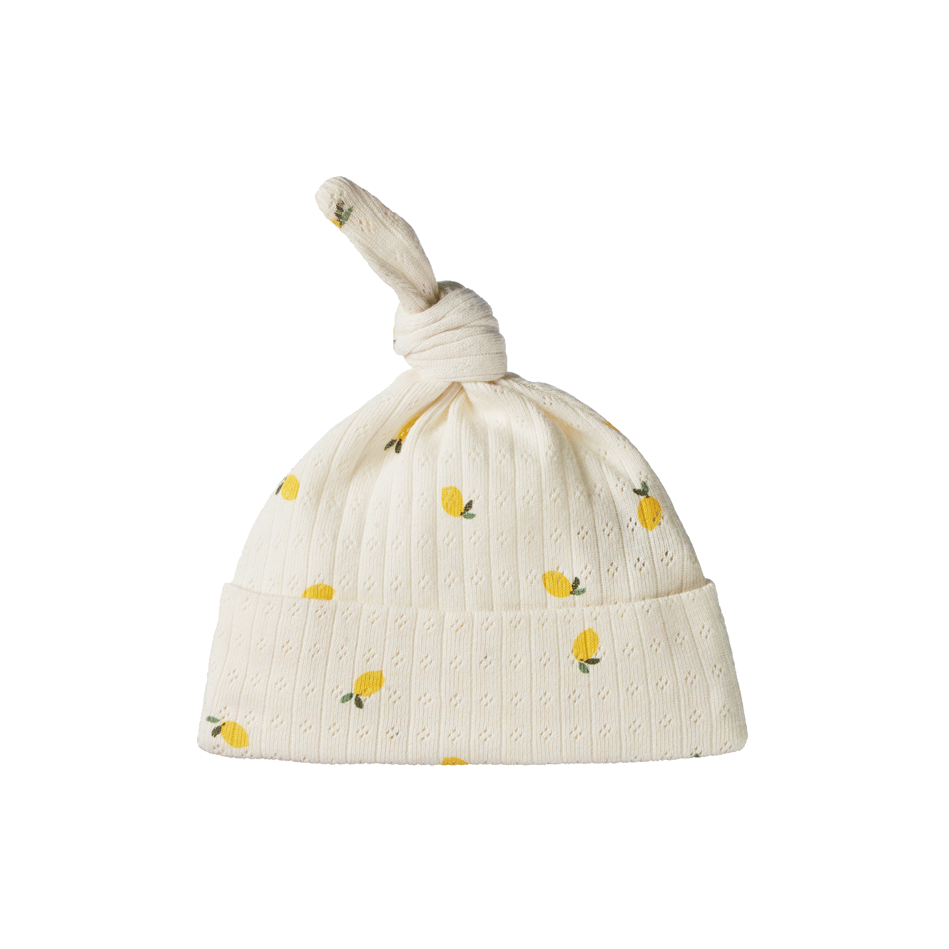 Nature Baby Cotton Knotted Beanie Pointelle Lemon Print