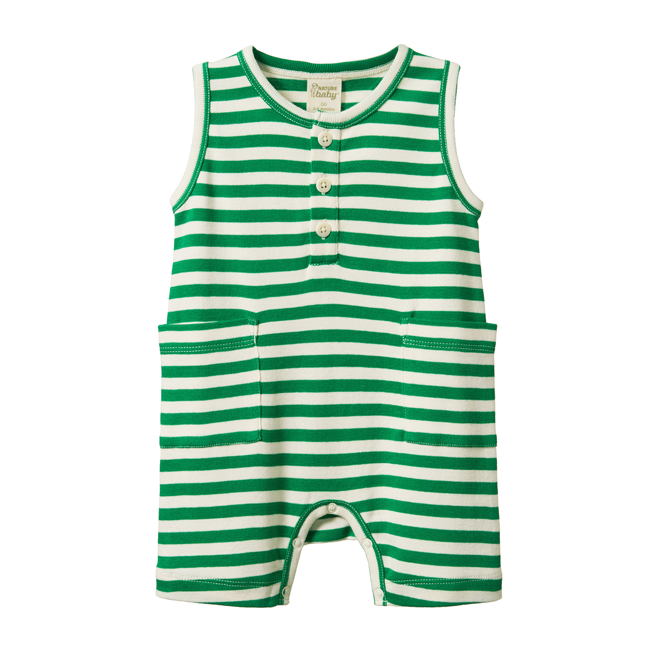 Nature Baby Camper Suit Kelly Green Sea Stripe