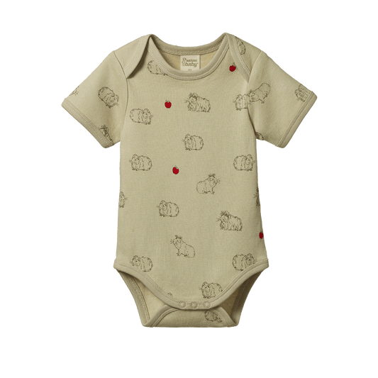 Nature Baby Short Sleeve Bodysuit Guinea Pig Gala Print