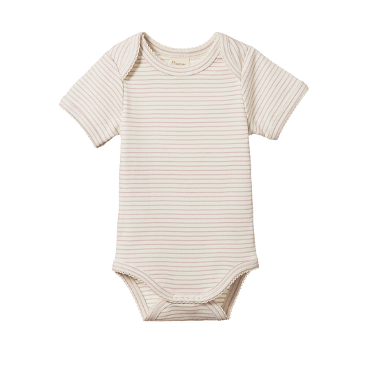 Nature Baby Short Sleeve Bodysuit Lilac Pinstripe