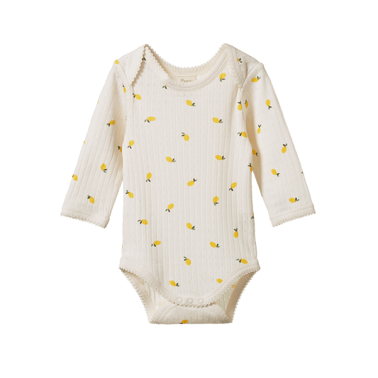 Nature Baby Long Sleeve Bodysuit Pointelle Lemon Print