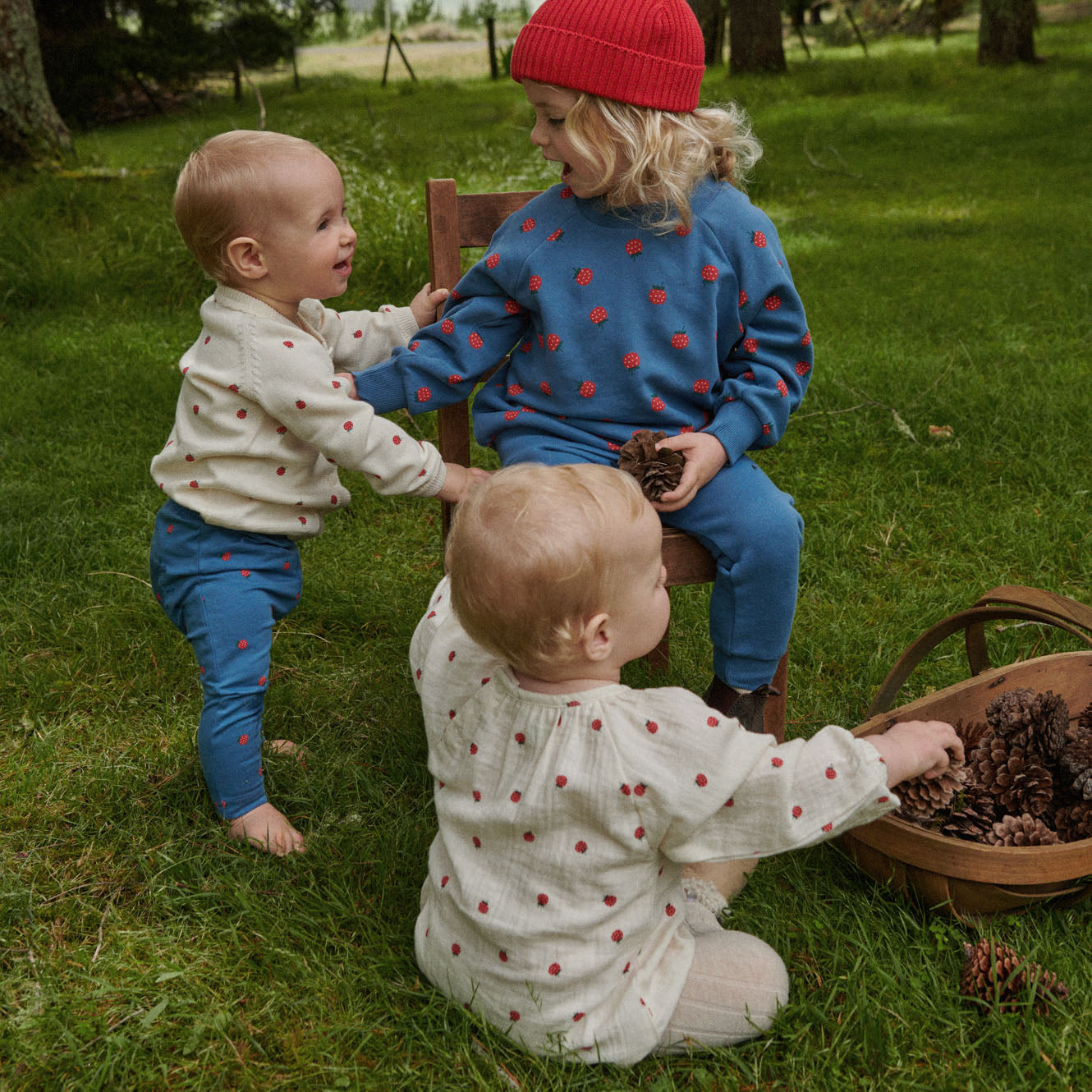 Nature Baby Emerson Sweater Raspberry Blue Print