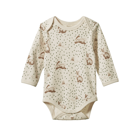 Nature Baby Long Sleeve Bodysuit Rabbitty Print