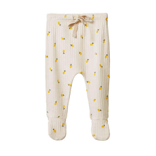 Nature Baby Footed Rompers Pointelle Lemon Print