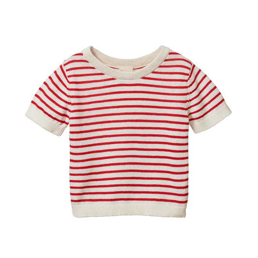 Nature Baby Short Sleeve Knitted River Tee Red Sailor Stripe