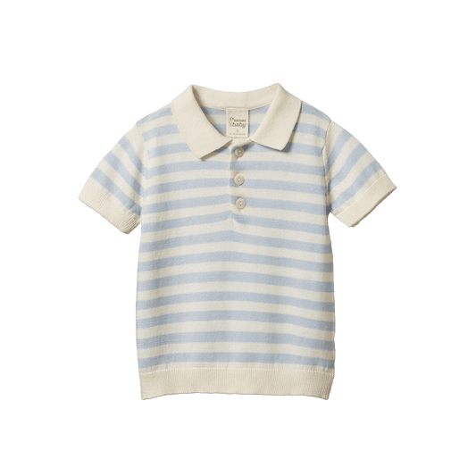 Nature Baby Stevie Polo Celestial Blue Sea Stripe