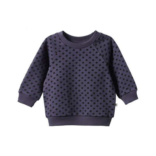 Nature Baby Emerson Sweater Violet Polka Dot Print