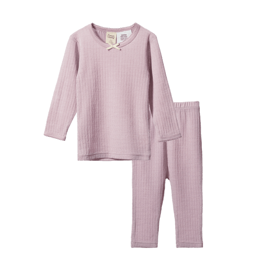 Nature Baby Merino Essential Pointelle Pyjama Set Lilac