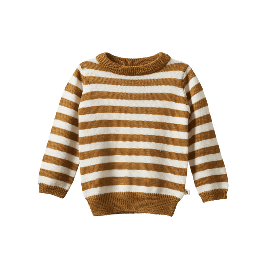 Nature Baby Merino Knit Pullover Toffee Bold Stripe